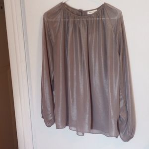 Prologue silver sheer long sleeve top size M